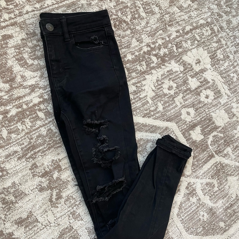 American Eagle Outfitters Black Distressed Women's Jeans